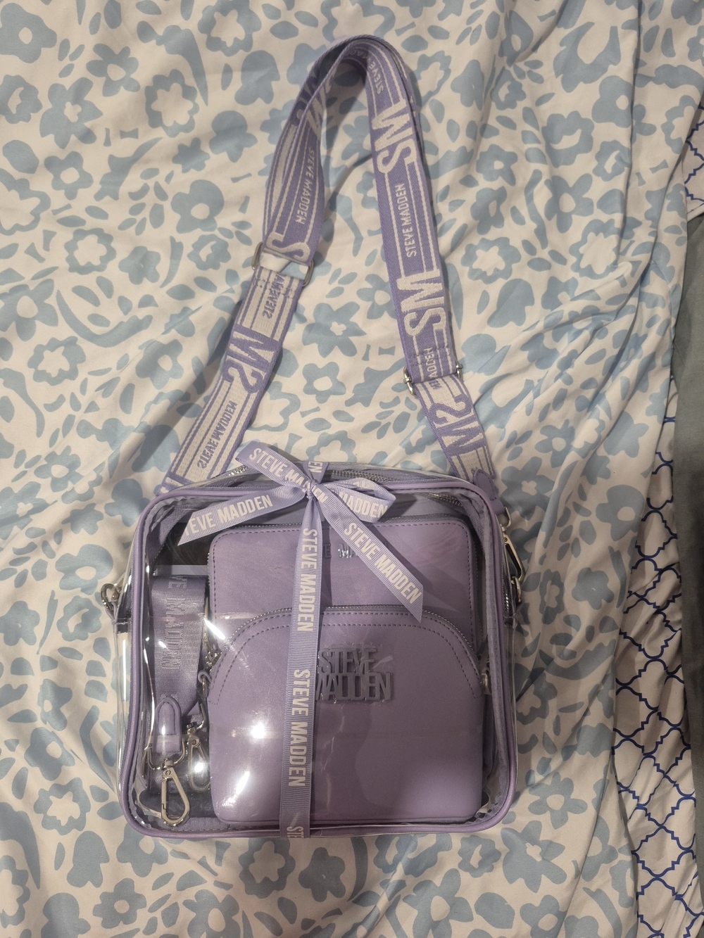Steve Madden Lavender Clear Crossbody Bag 4 Piece Set